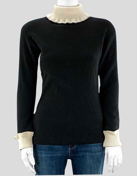 Spolto Epson Black Turtleneck Sweater Cream Datail Small