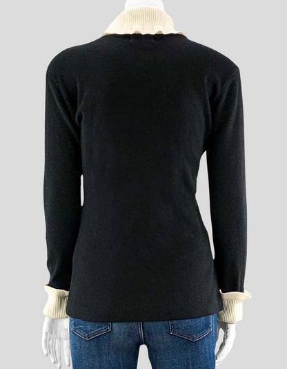 Spolto Epson Black Turtleneck Sweater Cream Datail Small