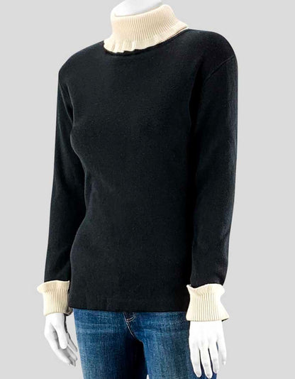 Spolto Epson Black Turtleneck Sweater Cream Datail Small