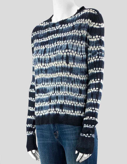 Helmut Lang Blue Tie Dye Crewneck Sweater Women Small