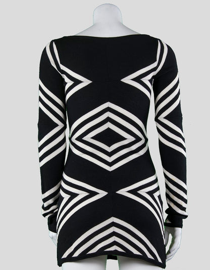 Alice + Olivia Black and White Geometric Patterned Mini Dress - X-Small