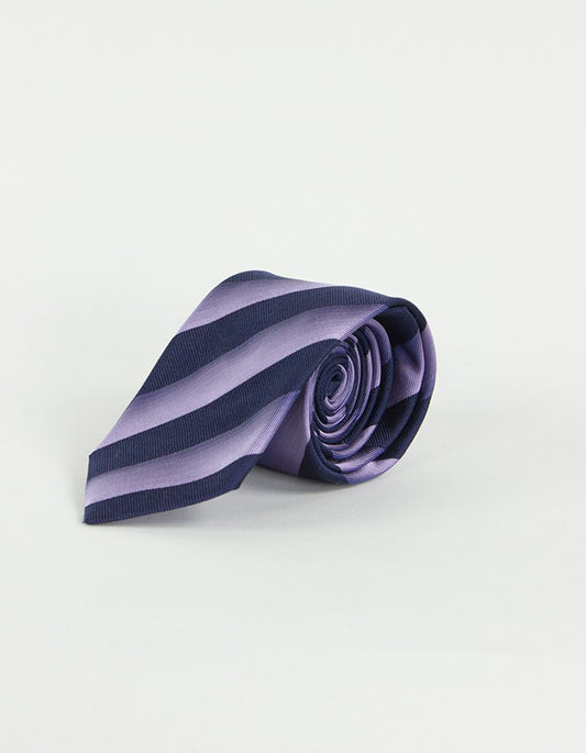 BOSS HUGO BOSS Lilac And Navy Blue Striped Tie - One Size