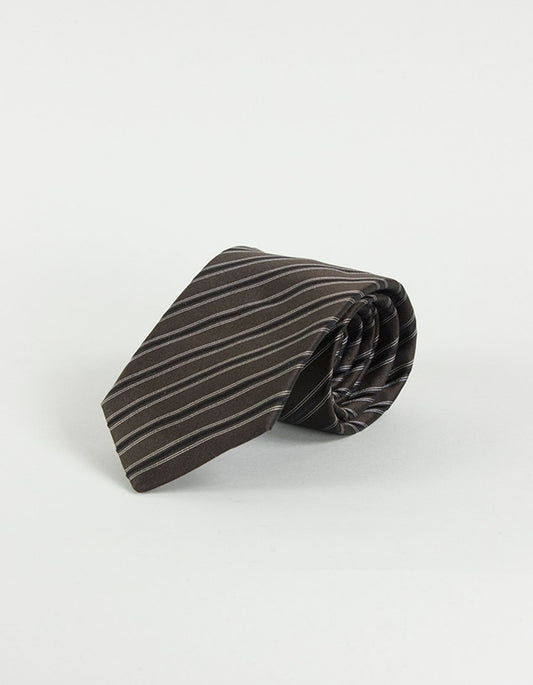 BOSS HUGO BOSS Brown Tie with Stripes - One Size