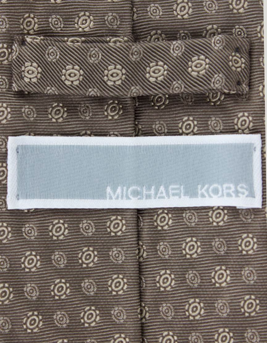 Michael Kors Brown Tie With Tan Foulard Circle Design