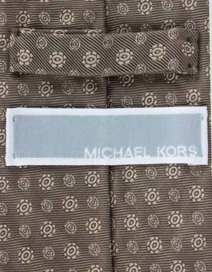 Michael Kors Brown Tie With Tan Foulard Circle Design