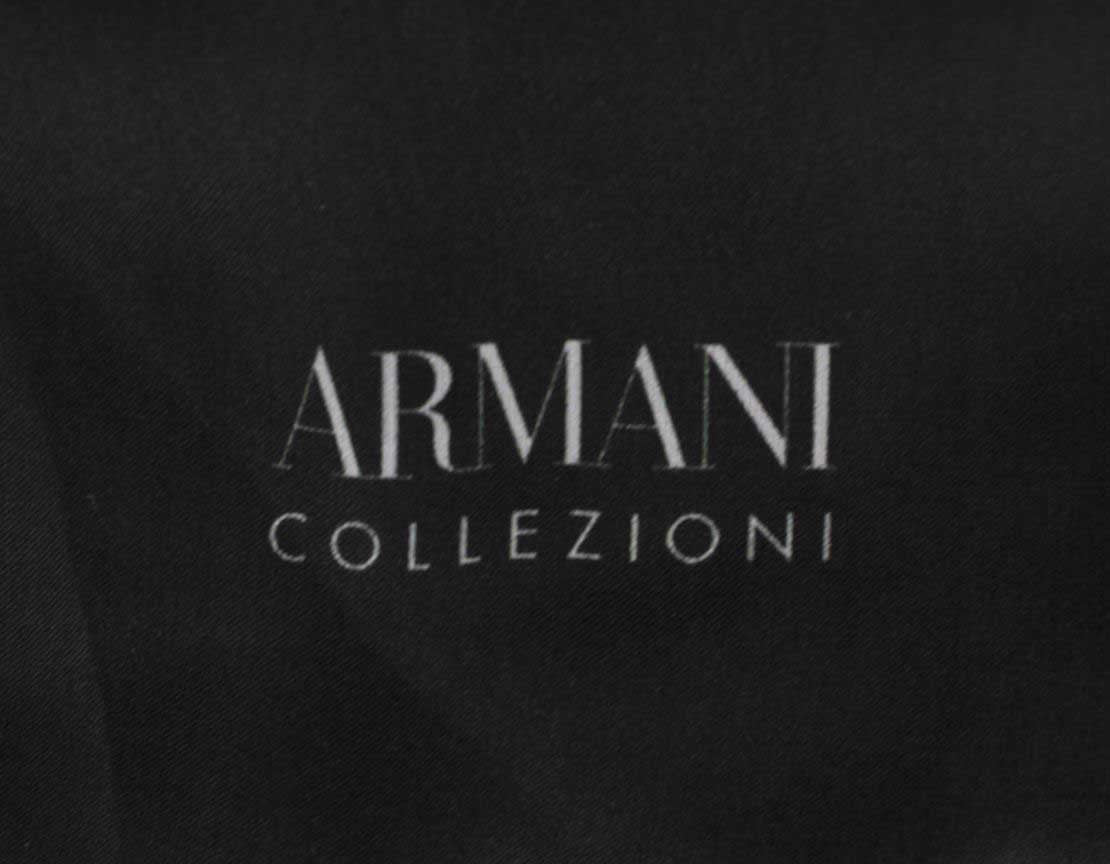 Armani Collezioni Black Silk Scarf With White And Blue Floral Print