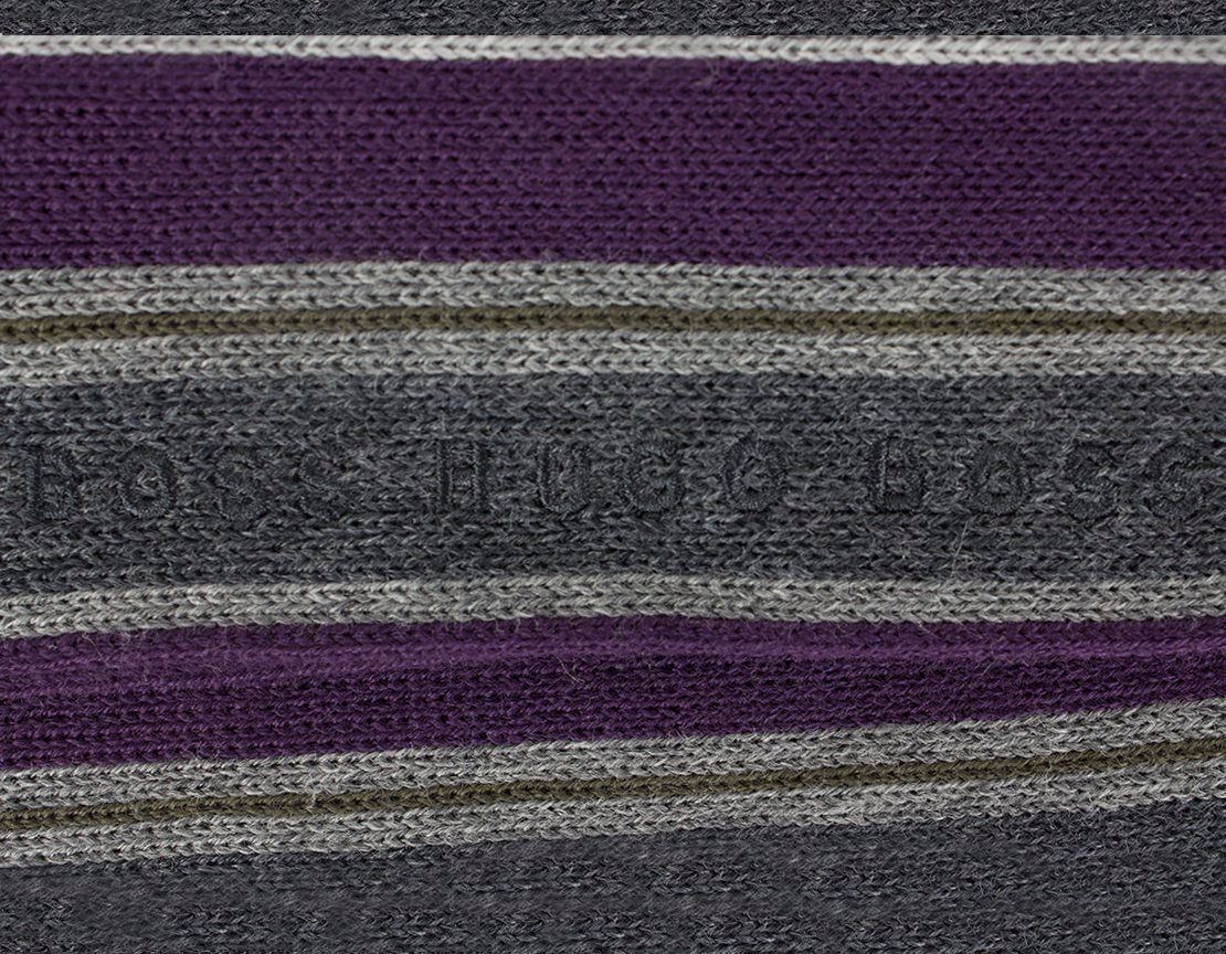 Boss Hugo Boss Purple And Grey Striped Scarf With 1 5 Tassels On Both Ends