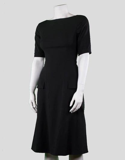 Reiss Navy Blue Cuffed Short Sleeve Knee Length Dress With Two Front Flap Pockets Size 2