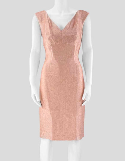 Escada Sleeveless Cocktail Dress Rose Gold Shimmer 4 US