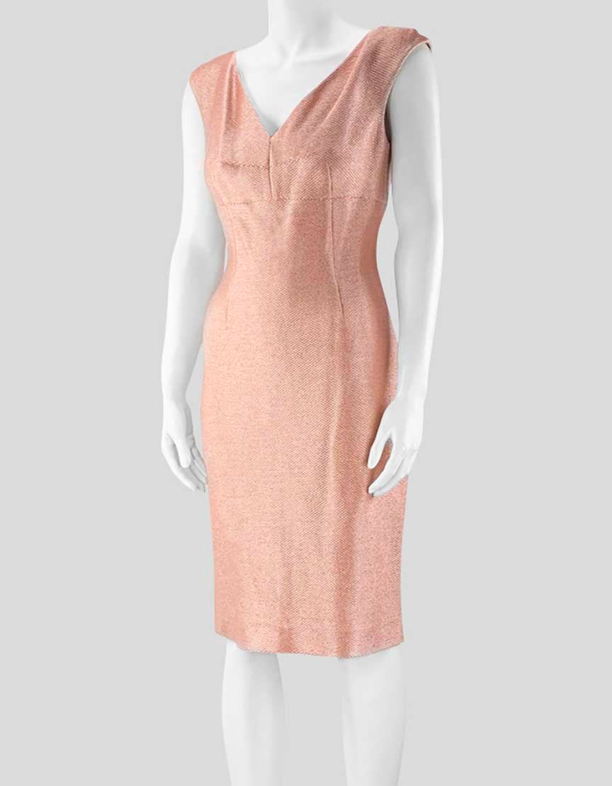 Escada Sleeveless Cocktail Dress Rose Gold Shimmer 4 US