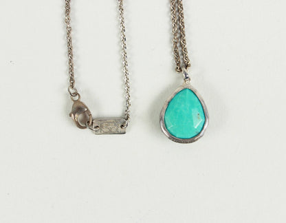 Ippolita Silver Necklace With Turquoise Tear Drop Pendant