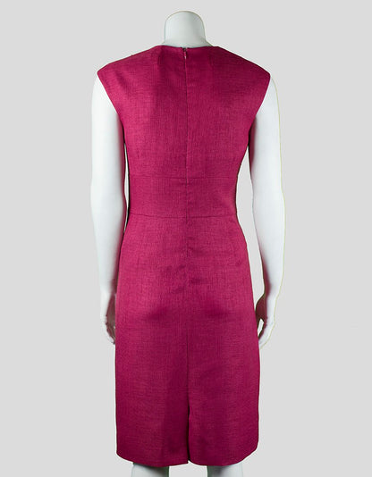 Tahari Sleeveless V-Neck With Lapel Paneled Waist To The Knee Shift Dress With Back Slit Size 6
