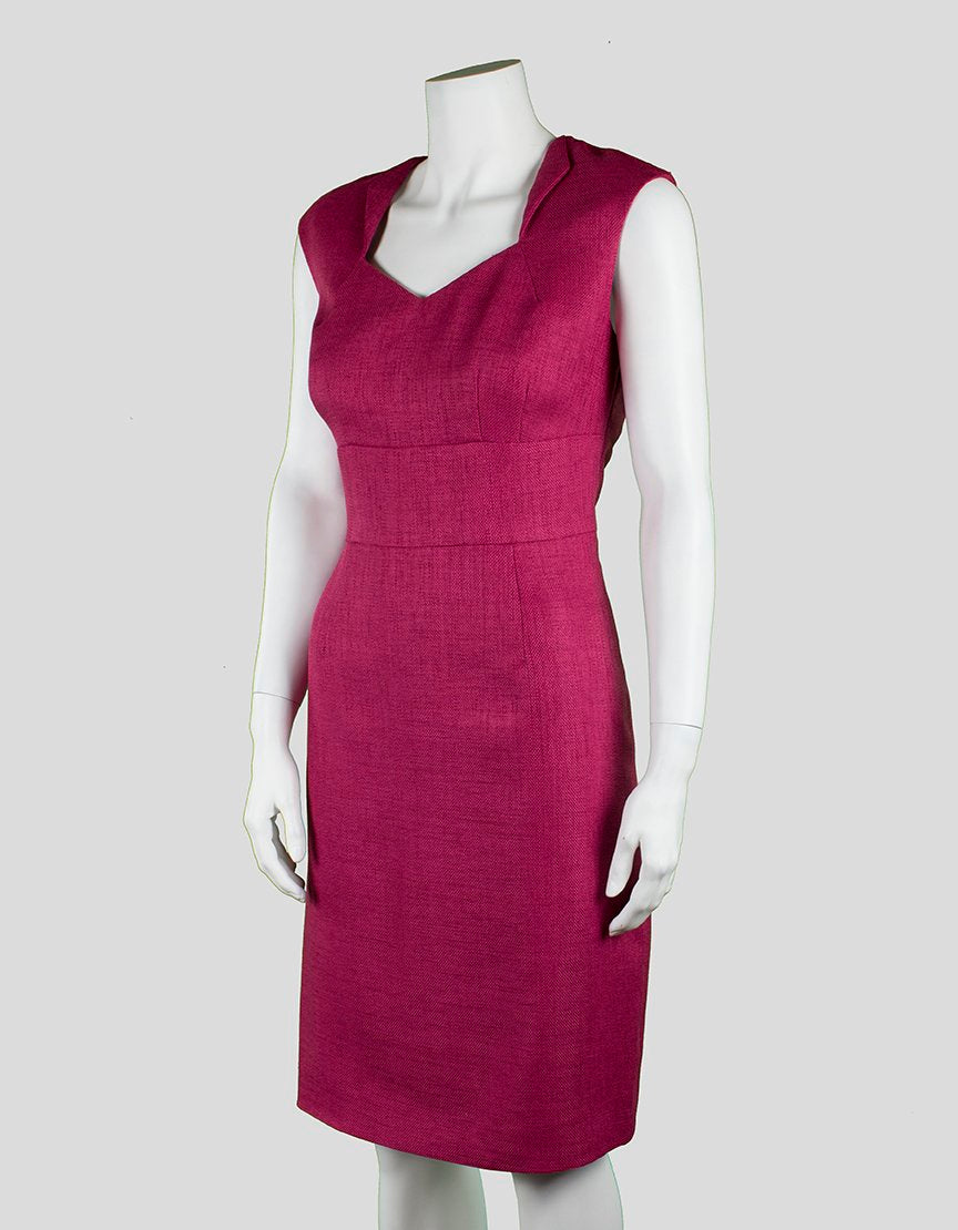 Tahari Sleeveless V-Neck With Lapel Paneled Waist To The Knee Shift Dress With Back Slit Size 6