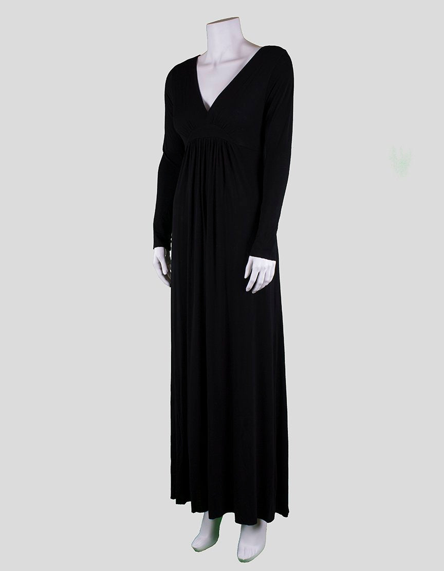Nom Black Long Sleeved Ankle Length V-Neck Maternity Dress - Small