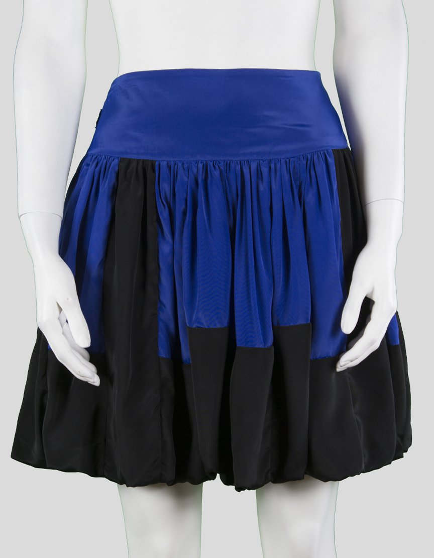 Reiss Blue And Black Short Skirt With Drop Waist And Gathering Design Size 6