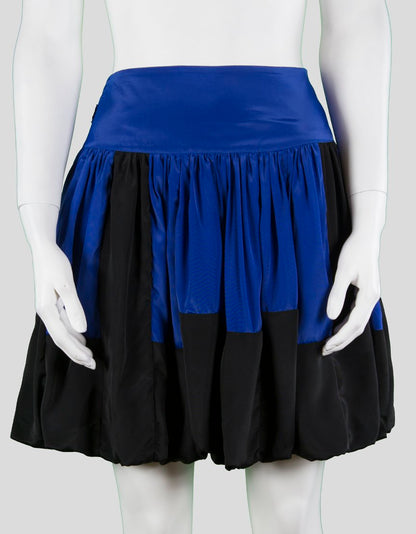 Reiss Blue And Black Short Skirt With Drop Waist And Gathering Design Size 6
