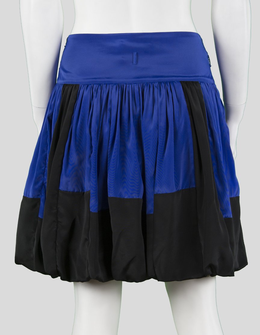 Reiss Blue And Black Short Skirt With Drop Waist And Gathering Design Size 6