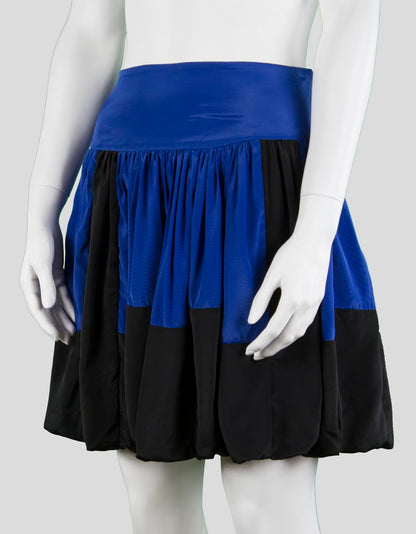 Reiss Blue And Black Short Skirt With Drop Waist And Gathering Design Size 6