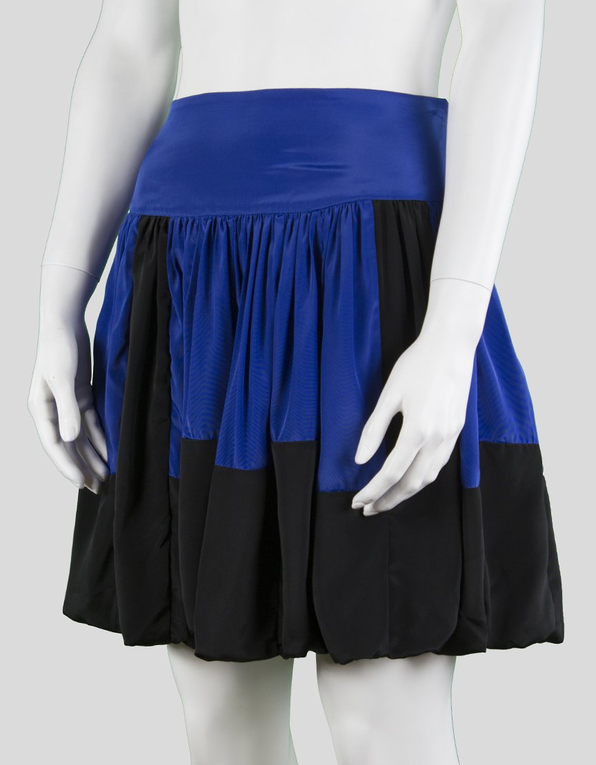 Reiss Blue And Black Short Skirt With Drop Waist And Gathering Design Size 6