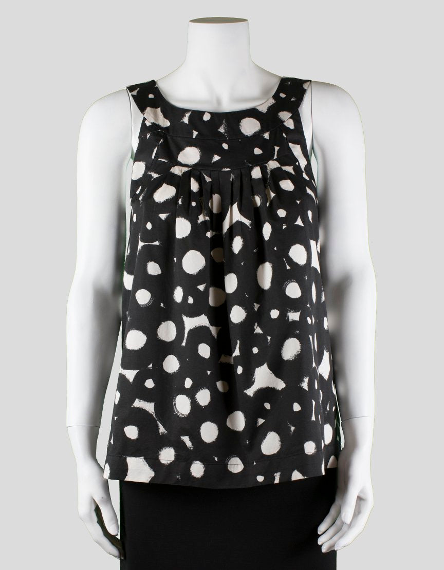 Theory Top Black White Abstract Print Sleeveless Small