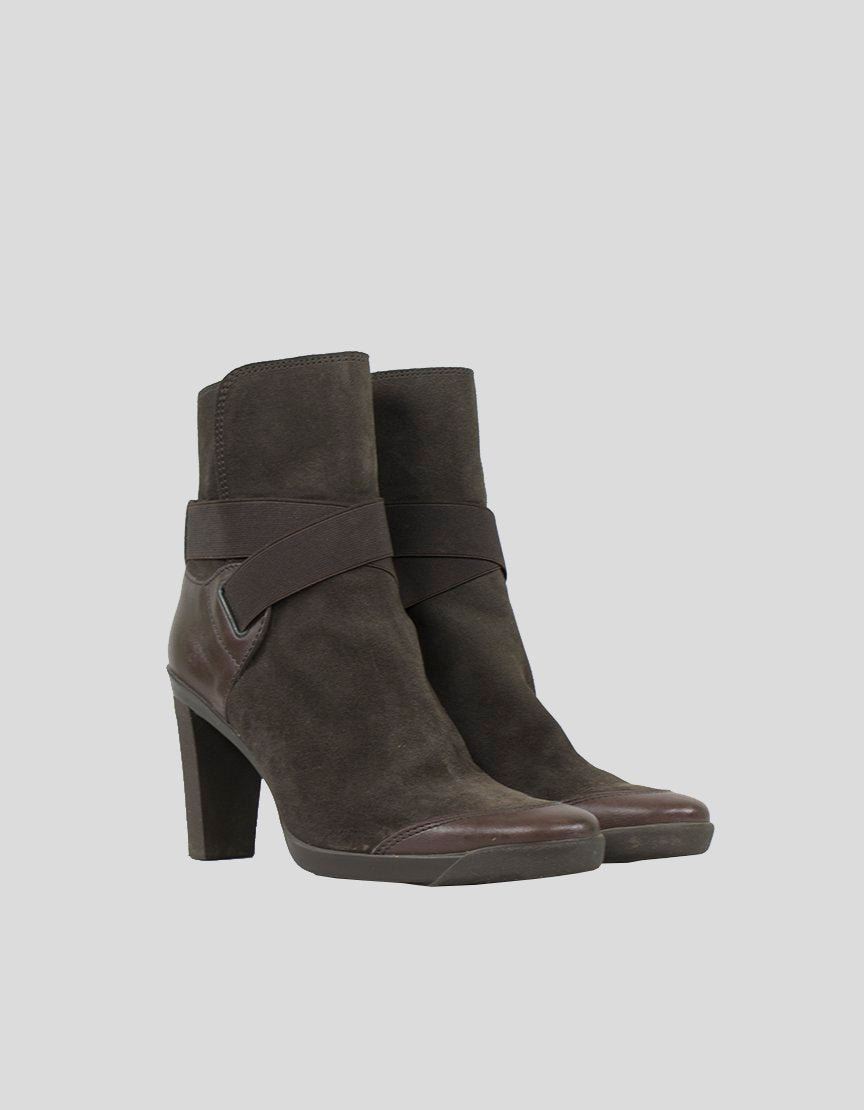 Hogan Pull-on Chocolate Brown Ankle Boots - 7 US