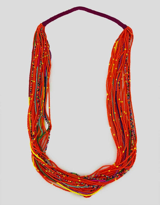 Chan Luu Orange Multi Colored Seed Bead Necklace