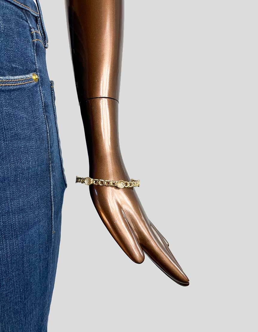 Melinda Maria Margaret Gold Pod Bangle Bracelet With Chain Link Accent