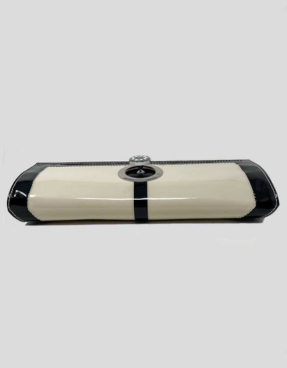 Michique Oversized Black And Cream Clutch Bag With Swarovski Crystals