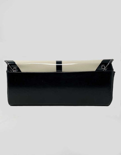 Michique Oversized Black And Cream Clutch Bag With Swarovski Crystals