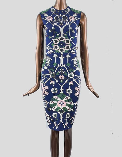 Viavai Erika Floral Jqd Knit Dress In Midnight Blue Size: Small
