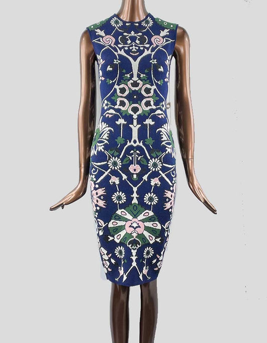 Viavai Erika Floral Jqd Knit Dress In Midnight Blue Size: Small