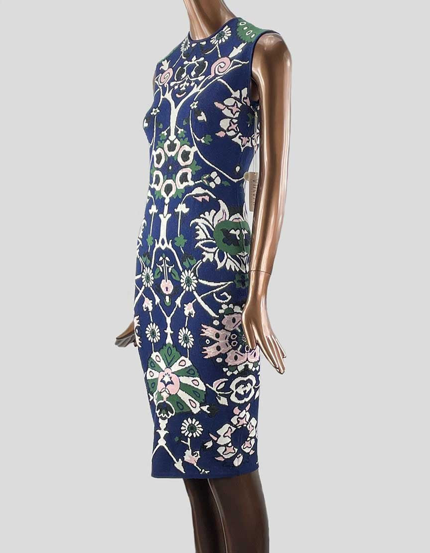 Viavai Erika Floral Jqd Knit Dress In Midnight Blue Size: Small