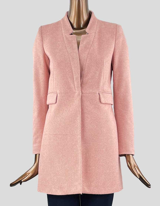 Zara Pink Tweed Overcoat Small