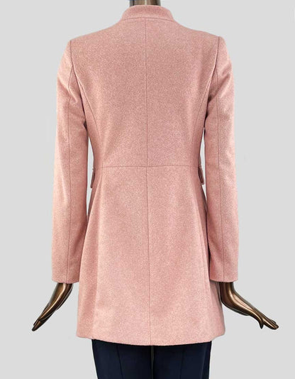 Zara Pink Tweed Overcoat Small