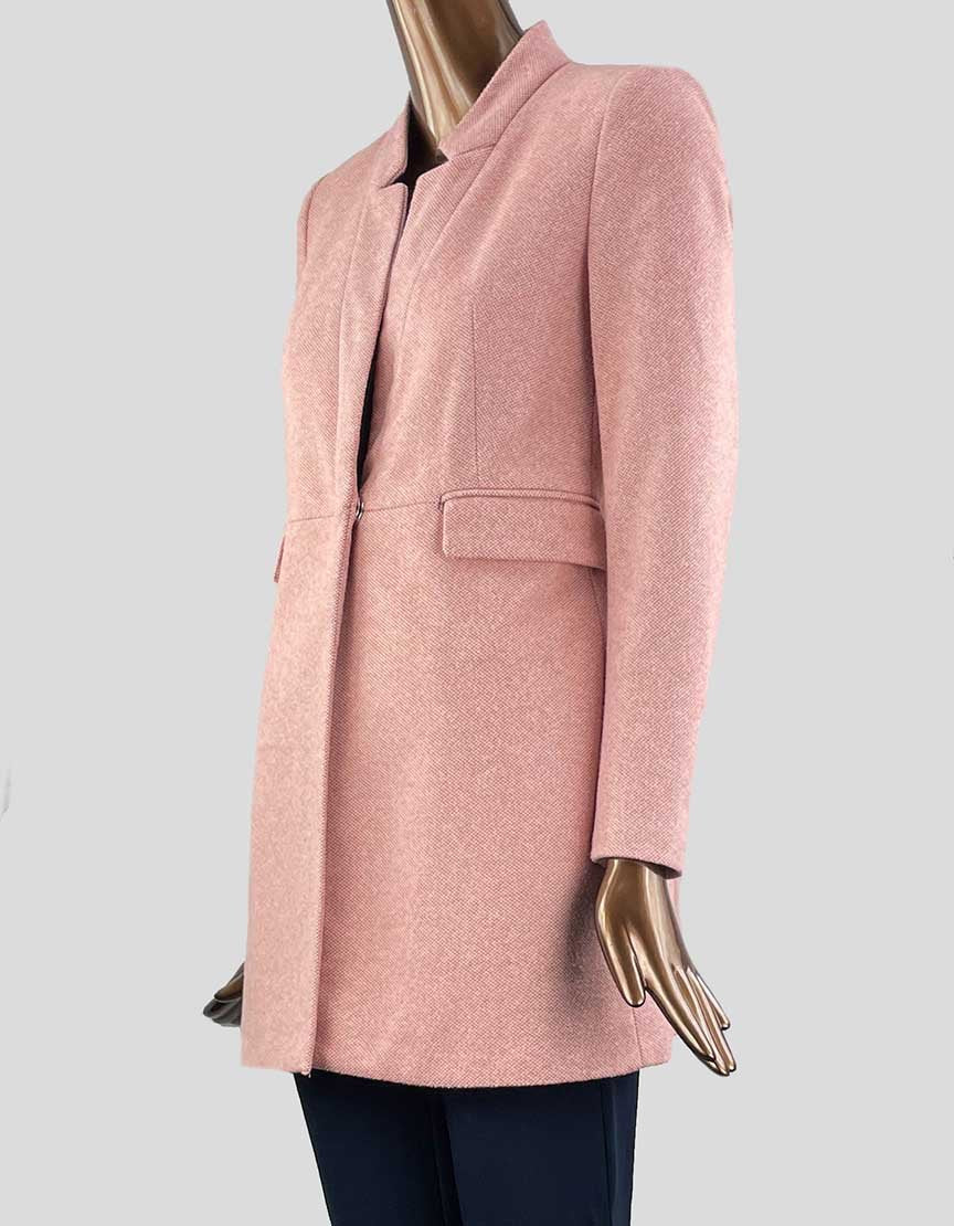 Zara Pink Tweed Overcoat Small