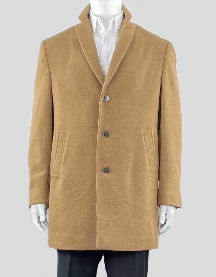 Calvin Klein Men's Wool Blend Tan Overcoat Size 44 R US