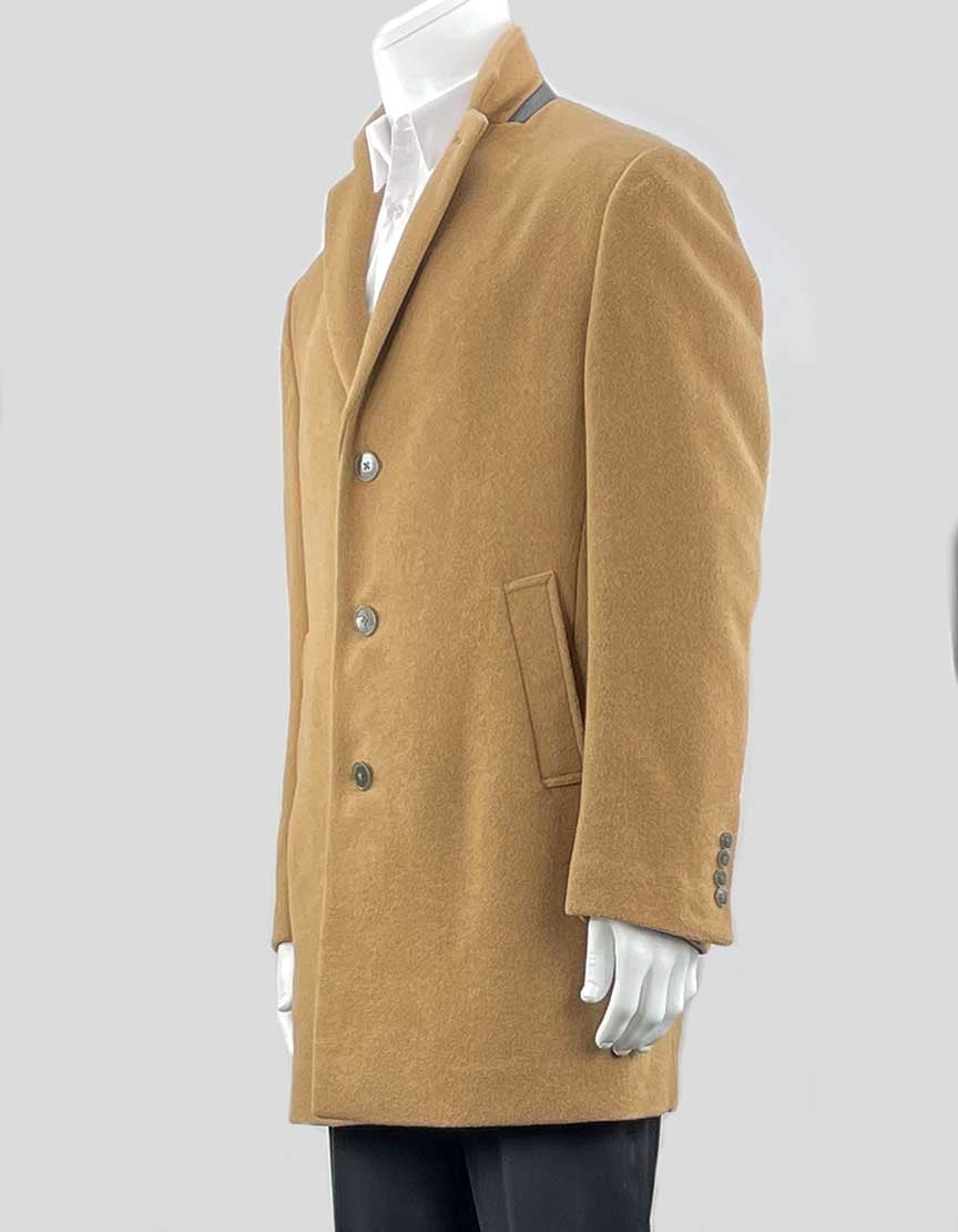 Calvin Klein Men's Wool Blend Tan Overcoat Size 44 R US