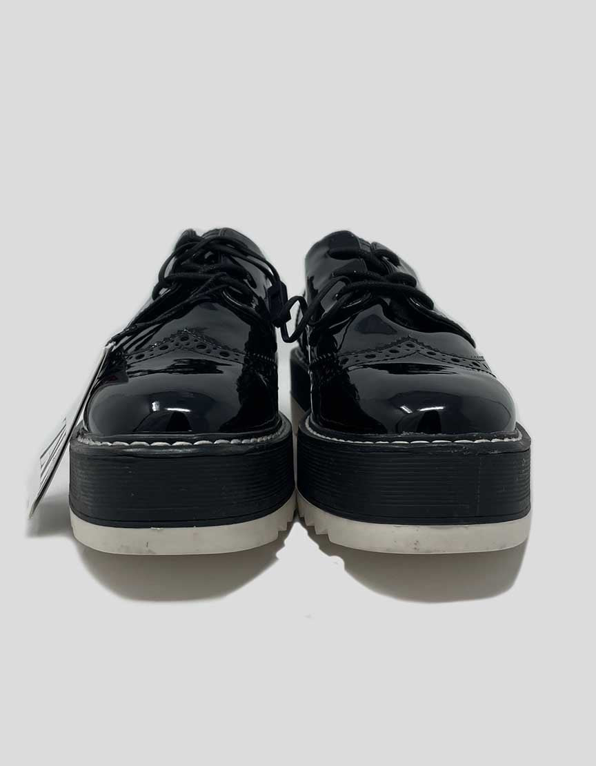 Zara Women Platform Patent Leather Oxford Shoes 36 It 6 US