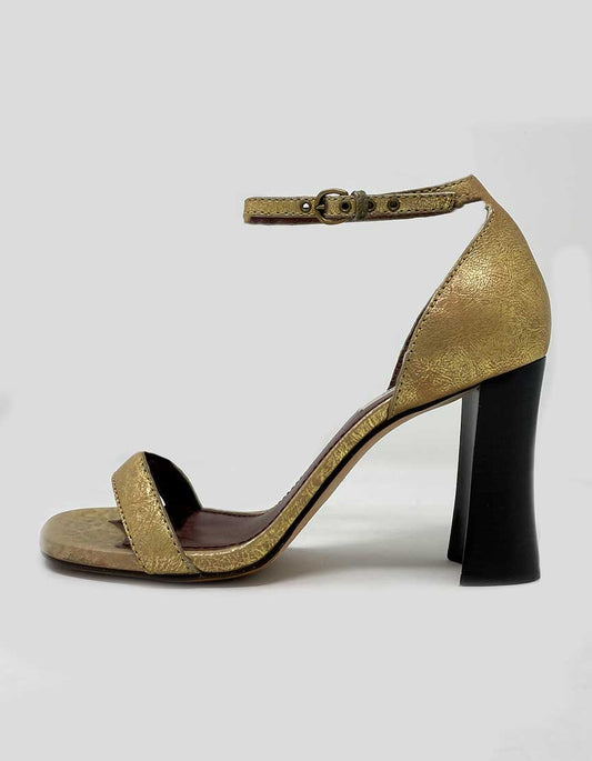 MARC JACOBS Gold Sandals With Block Heels
