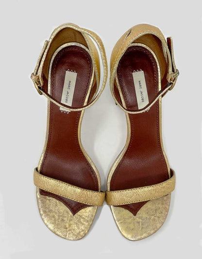 Marc Jacobs Gold Sandals With Block Heels 39 It 9 US
