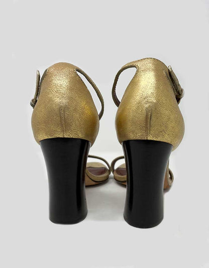 Marc Jacobs Gold Sandals With Block Heels 39 It 9 US