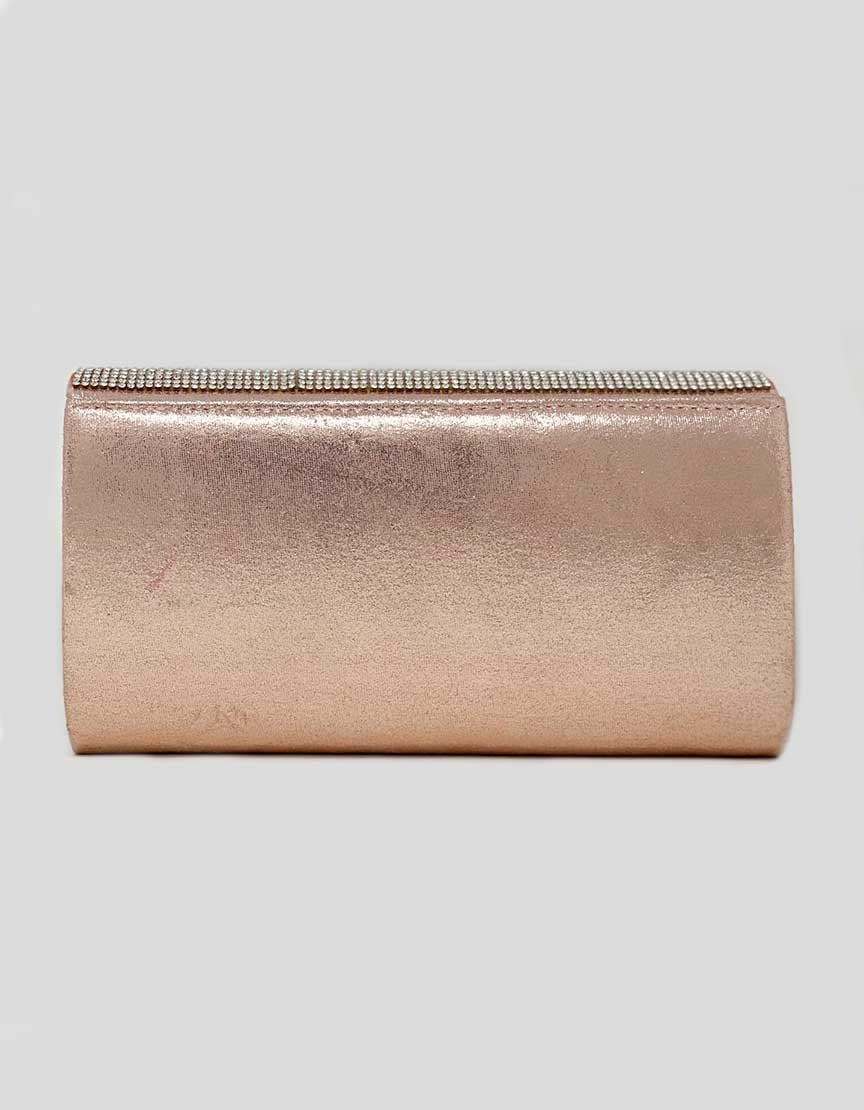 Pink Champagne Evening Clutch Bag With Embellishments