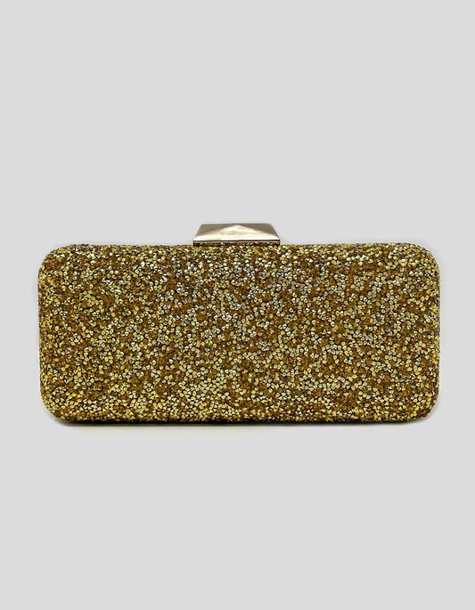 Saks Fifth Avenue Gold Jewel Box Clutch Evening