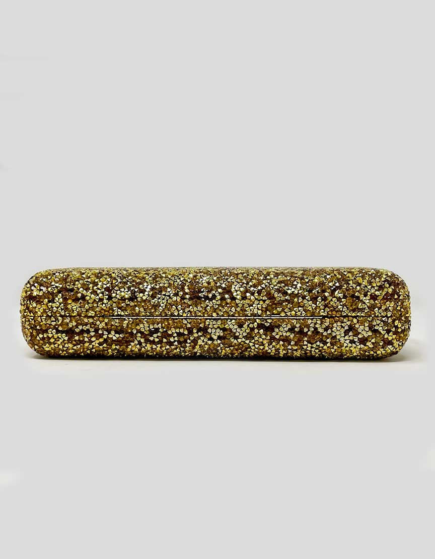 Saks Fifth Avenue Gold Jewel Box Clutch Evening