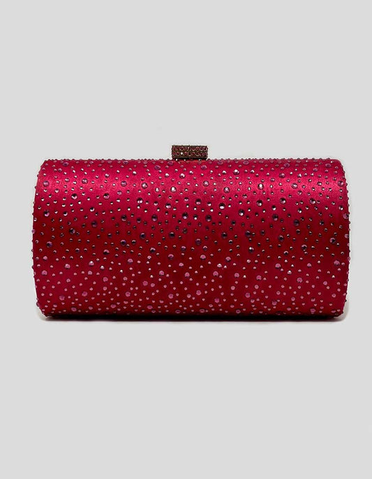 Pink Jewel Box Evening Clutch With Crystals