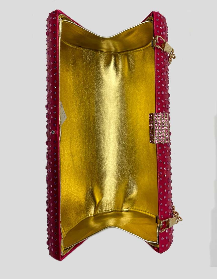 Pink Jewel Box Evening Clutch With Crystals