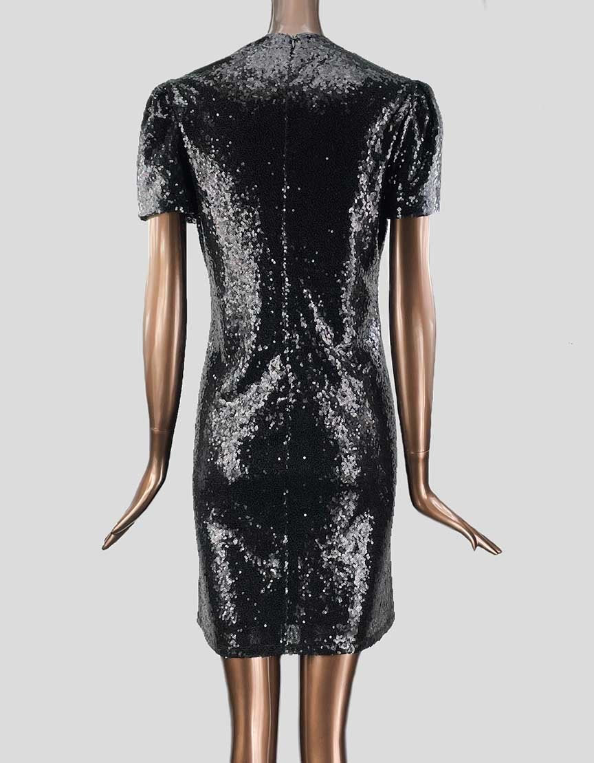 Marina Black Sequin Mock Mini Dress 8 US