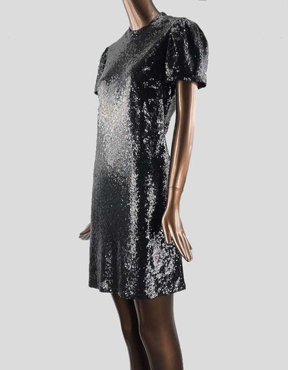 Marina Black Sequin Mock Mini Dress 8 US