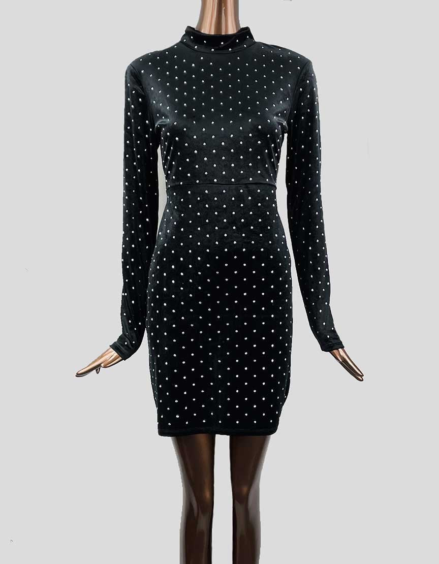 H & M Black Velvet Cocktail Dress With Sequins