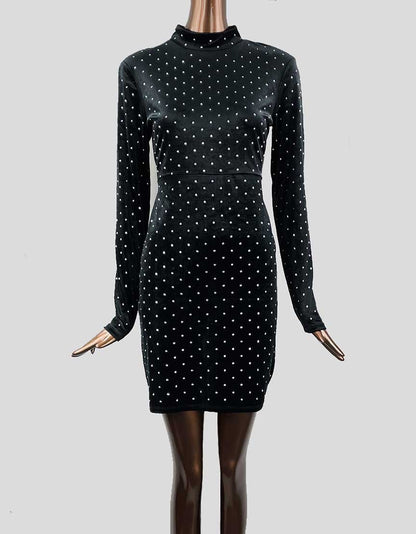 H & M Black Velvet Cocktail Dress With Sequins Size Medium